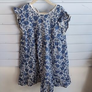 Floral Blue and White Kids Dress